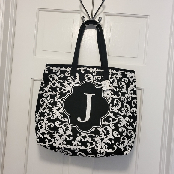 Kirklands Handbags - Kirkland's Black & White "J" Monogram Medium Tote, Classic